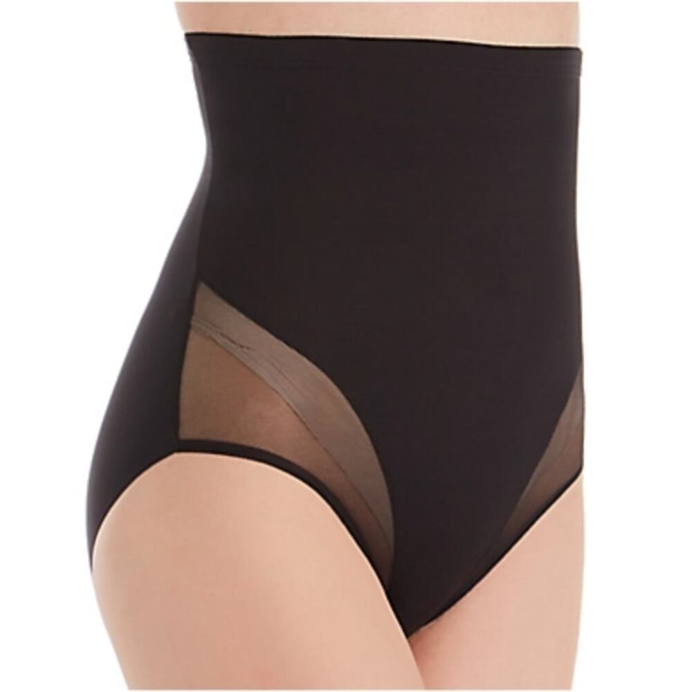 TC Fine Intimates Shaping Brief Womens Sz Small Girl Power Hi Waist Sheer Black